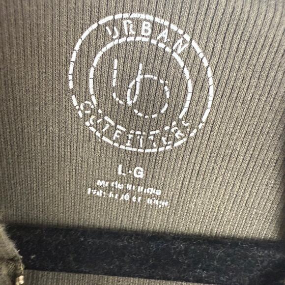 Urban Outfitters Womens Long Sleeve Full-Zip Rib Knit Brown Hooded Jacket Large - Picture 9 of 11